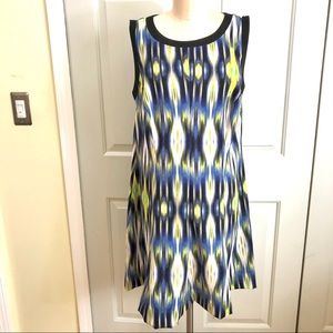 London Style Collection Dress Blue Yellow Size 14